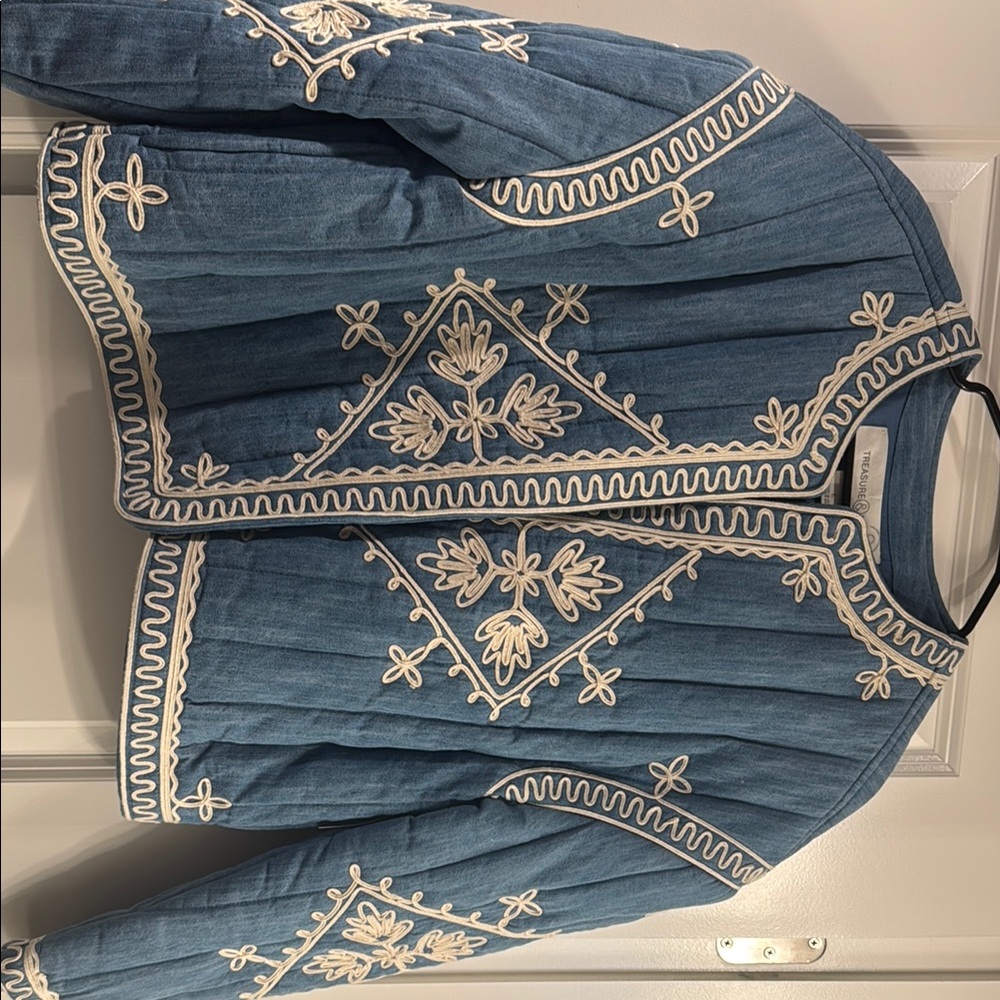 Treasure & Bond Blue Embroidered Jacket